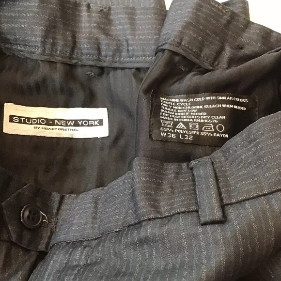 Studio New York by Henry Grethel Mens Gray & Blue Pin Stripe Dress Pants 36X32. - Picture 9 of 10